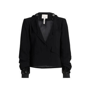 NEW, Cinq A Sept Le Petit Khloe Sequin Hooded Jacket in Black Sz 6 #SJ2138